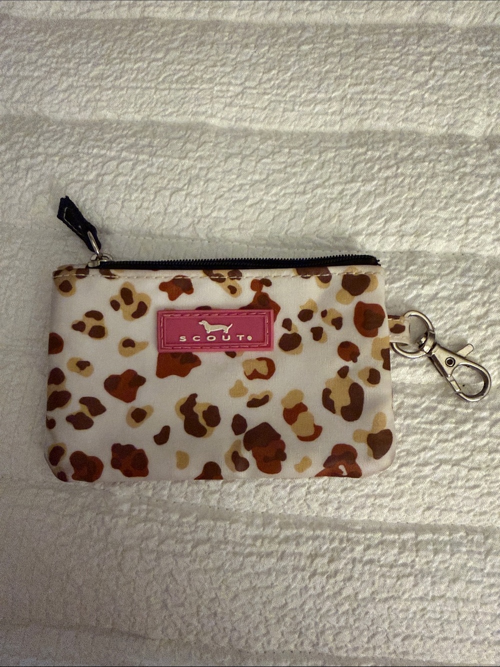 Scout Leopard Print Coin Pouch with Pink Logo Patch